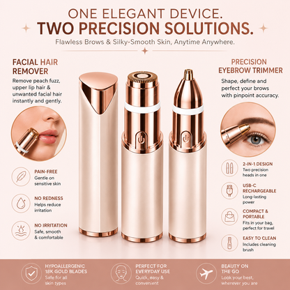 ✨ NATRAVOR® 2-in-1 Eyebrow & Facial Hair Trimmer – Smooth, Gentle & Precise Hair Removal