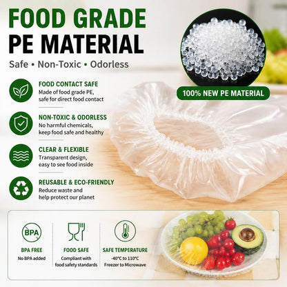 🥗 100PCS Stretch Food Covers – Reusable Bowl & Plate Food Protectors
