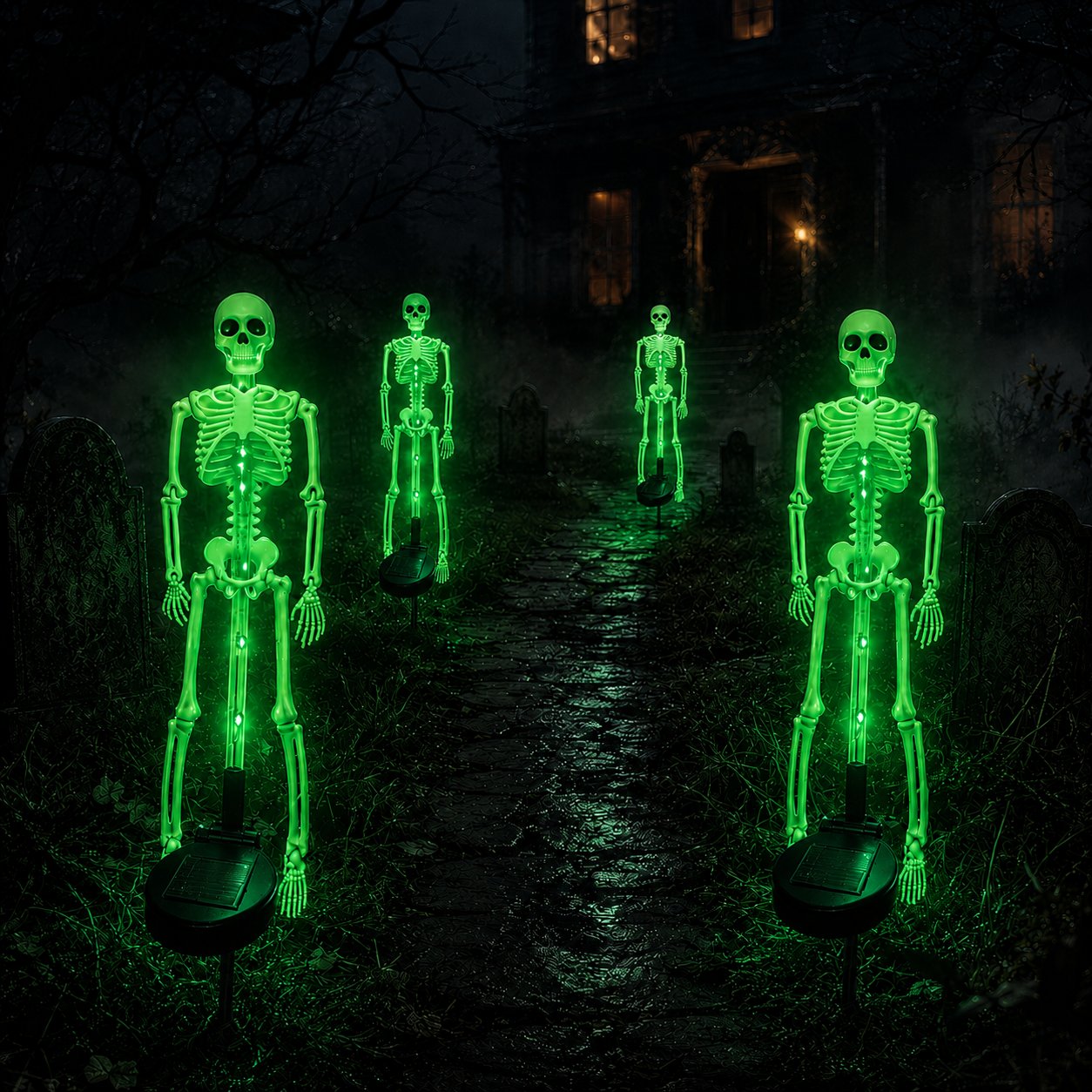Solar Skull Garden Lights with Eerie Color-Changing Glow 🎃