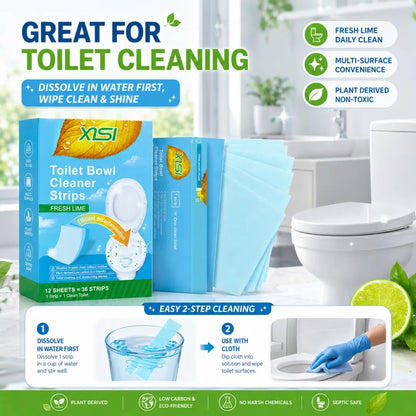 🍃Nature Clean Non-Toxic Cleaner Strips (12 Pcs) – Multi-Surface Fresh Lime Cleaning Sheets for Toilet, Floors, Walls & Leather Surfaces ✨