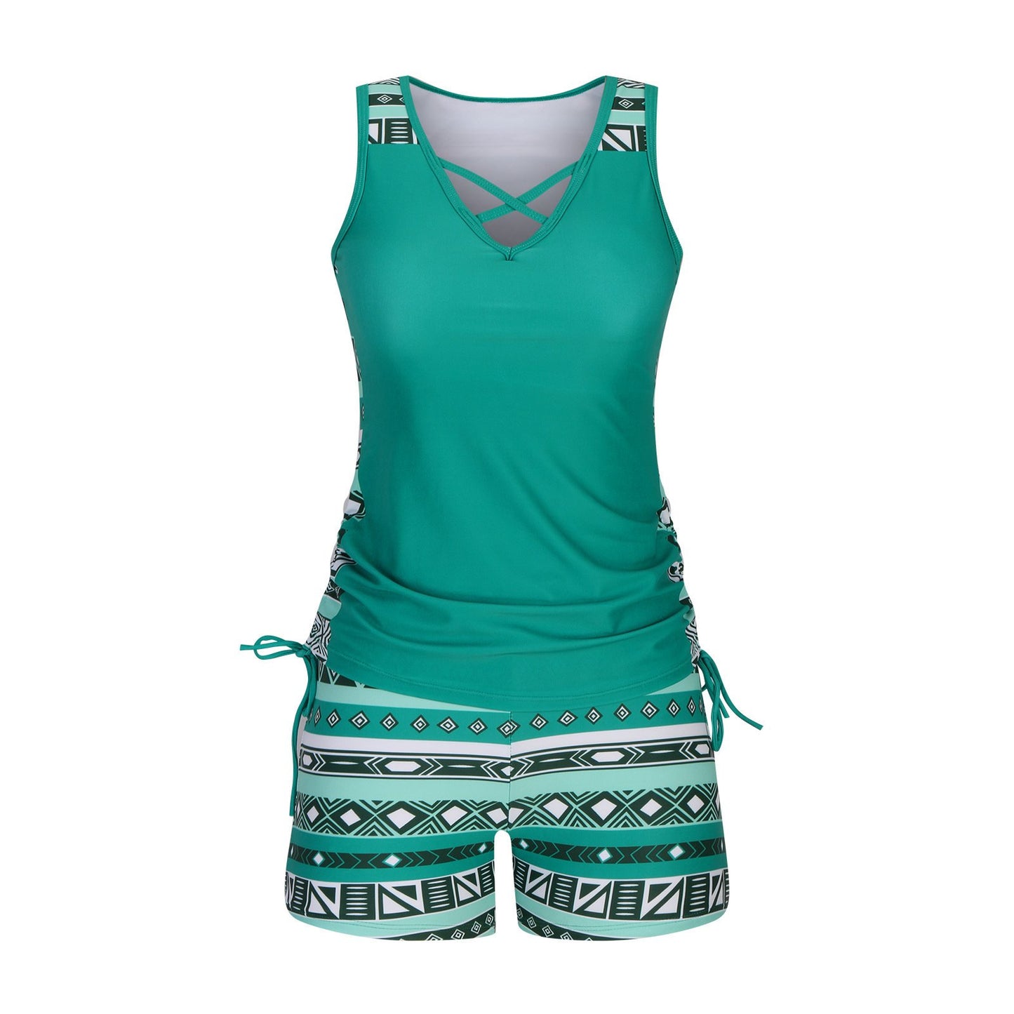 ⏰LAST DAY 60% OFF -Women's Tummy Control Tankini Set with Built-In Bra – Flattering Boho Swimwear with Shorts🔥 Buy 2 Free Shipping