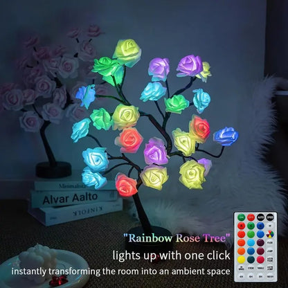 LED Rose Flower Tree Night Light USB/Battery Powered Table Lamp