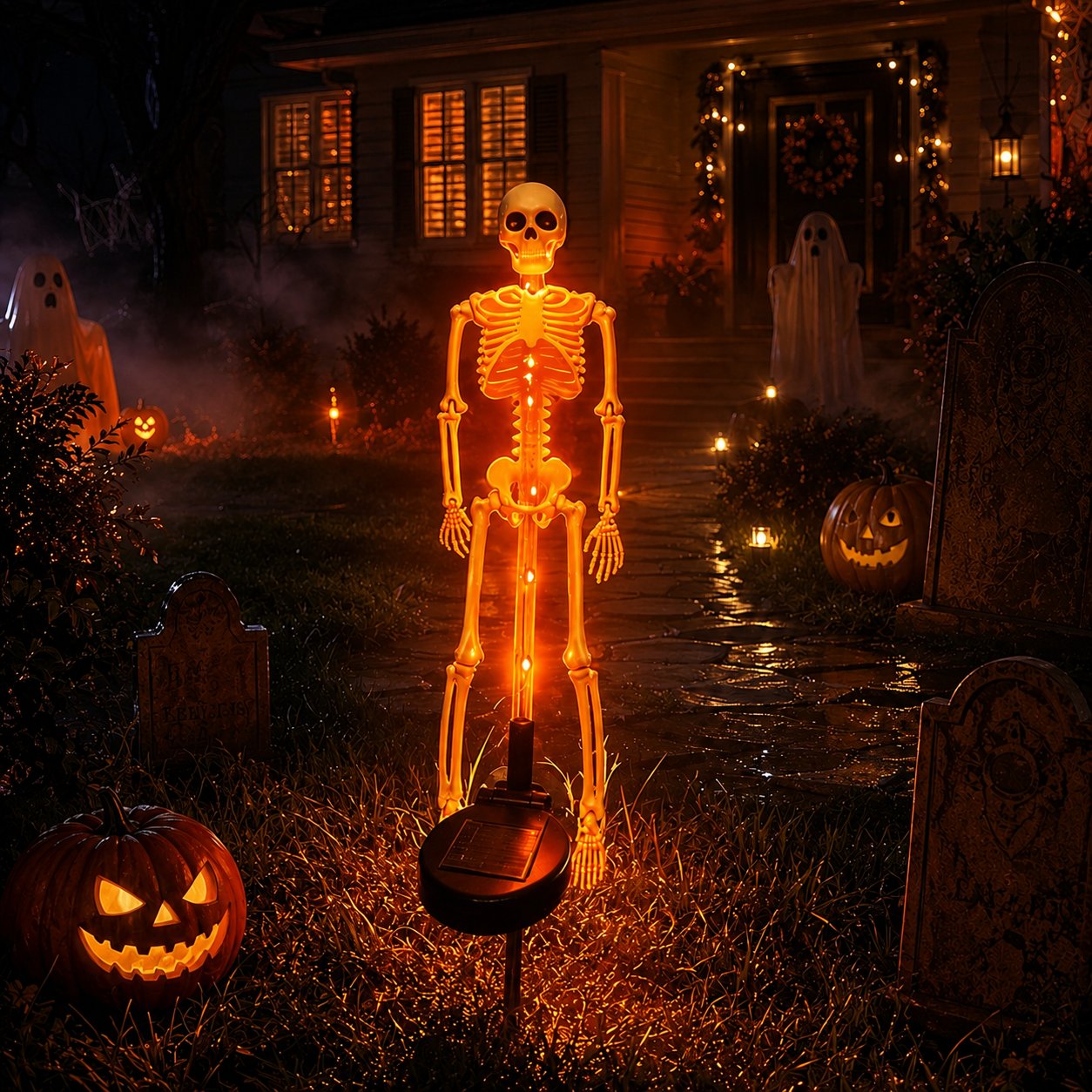 Solar Skull Garden Lights with Eerie Color-Changing Glow 🎃