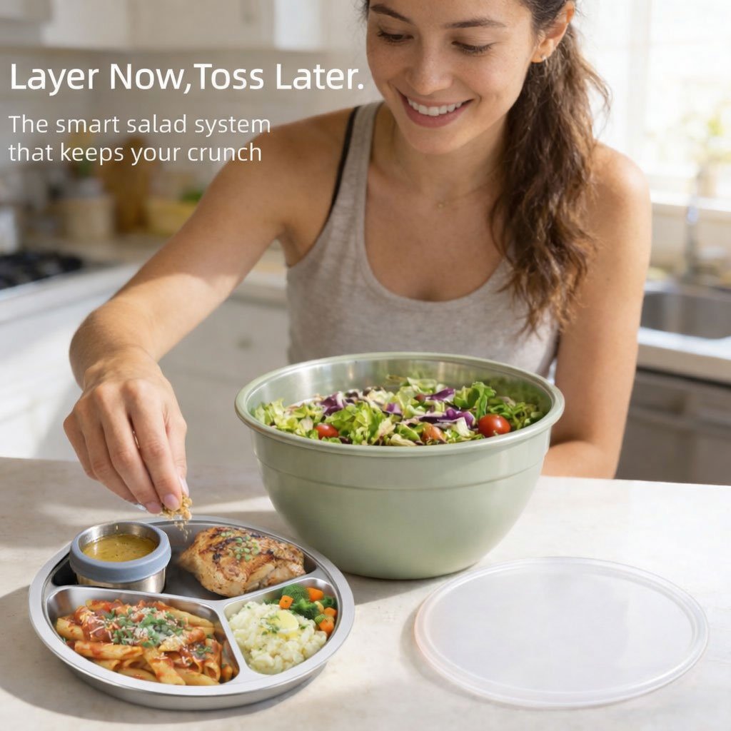 Stainless Steel Salad Bowl Kit🌱🍽️