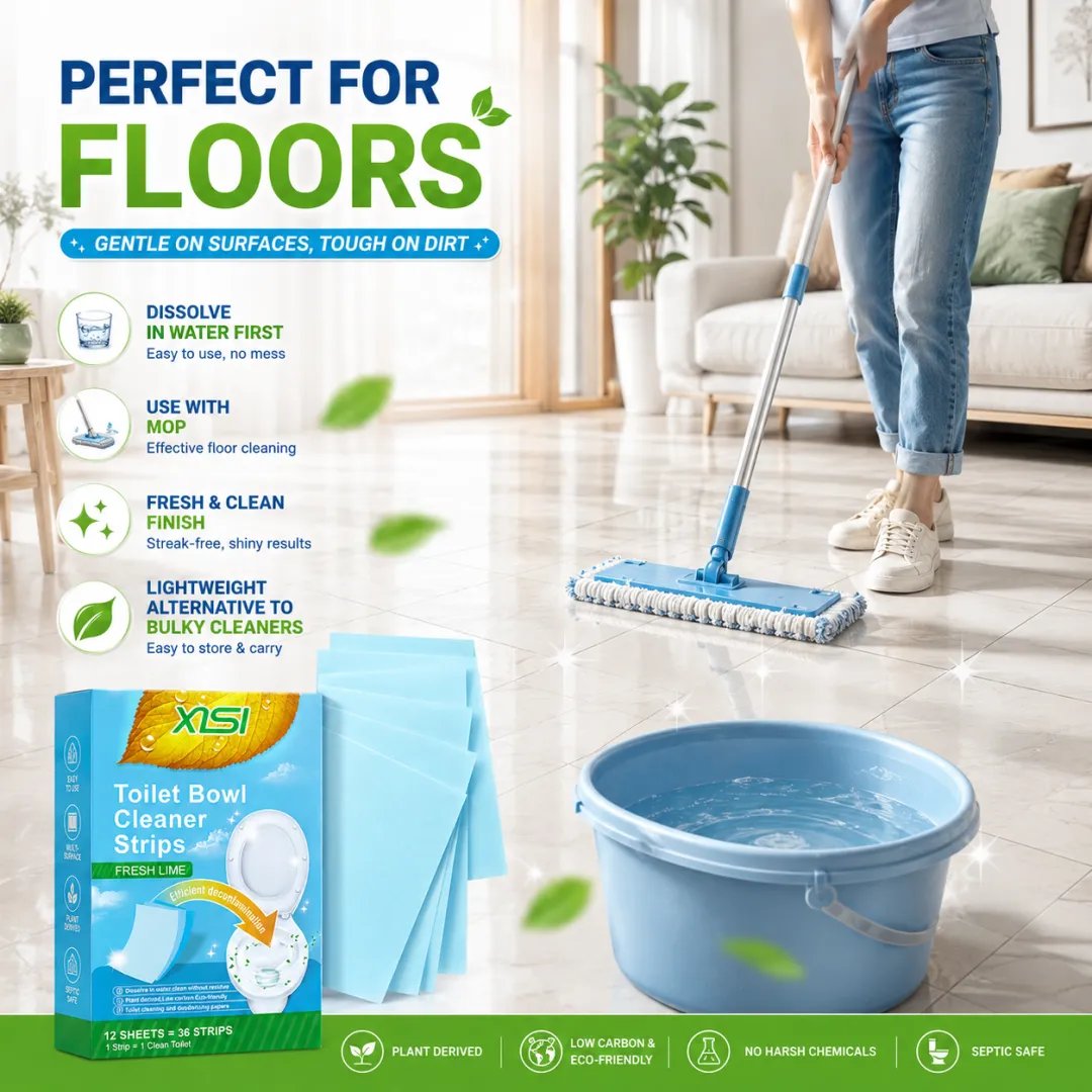 🍃Nature Clean Non-Toxic Cleaner Strips (12 Pcs) – Multi-Surface Fresh Lime Cleaning Sheets for Toilet, Floors, Walls & Leather Surfaces ✨