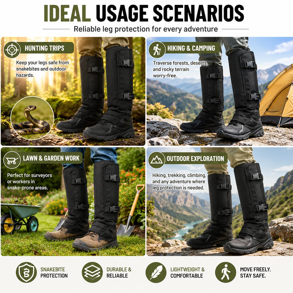🐍 Hunting Snake Gaiters — Durable, Unisex Protection for Your Calves