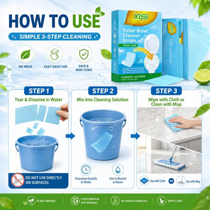 🍃Nature Clean Non-Toxic Cleaner Strips (12 Pcs) – Multi-Surface Fresh Lime Cleaning Sheets for Toilet, Floors, Walls & Leather Surfaces ✨