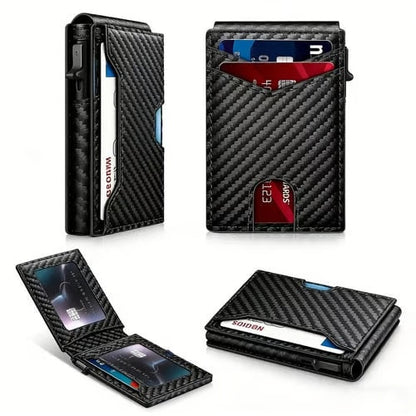 Men’s Foldable Wallet with Bifold Pop - Up ID Window RFID-Blocking Technology Secure Compact Card Holder Gift for Men Valentine's Day Gifts