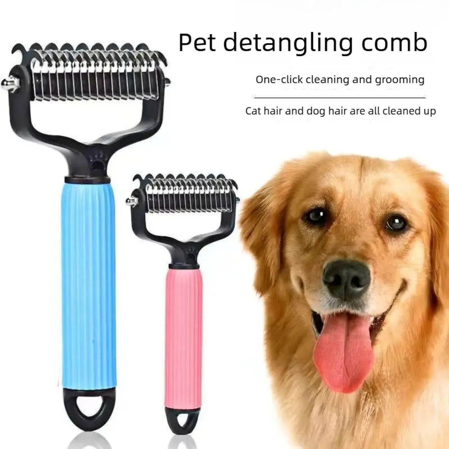Pet Grooming Tool, Universal Detangling Comb for Dogs, Stainless Steel Double