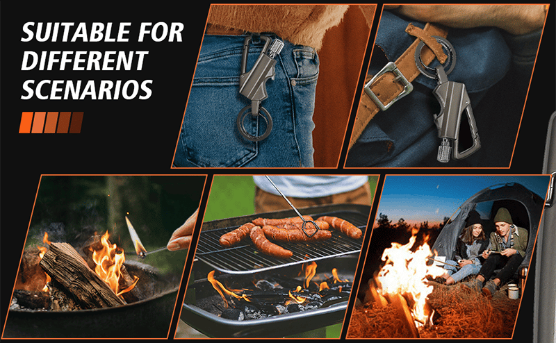 ✨ Permanent Match Infinity Lighter with Multitool Keychain Bottle Opener