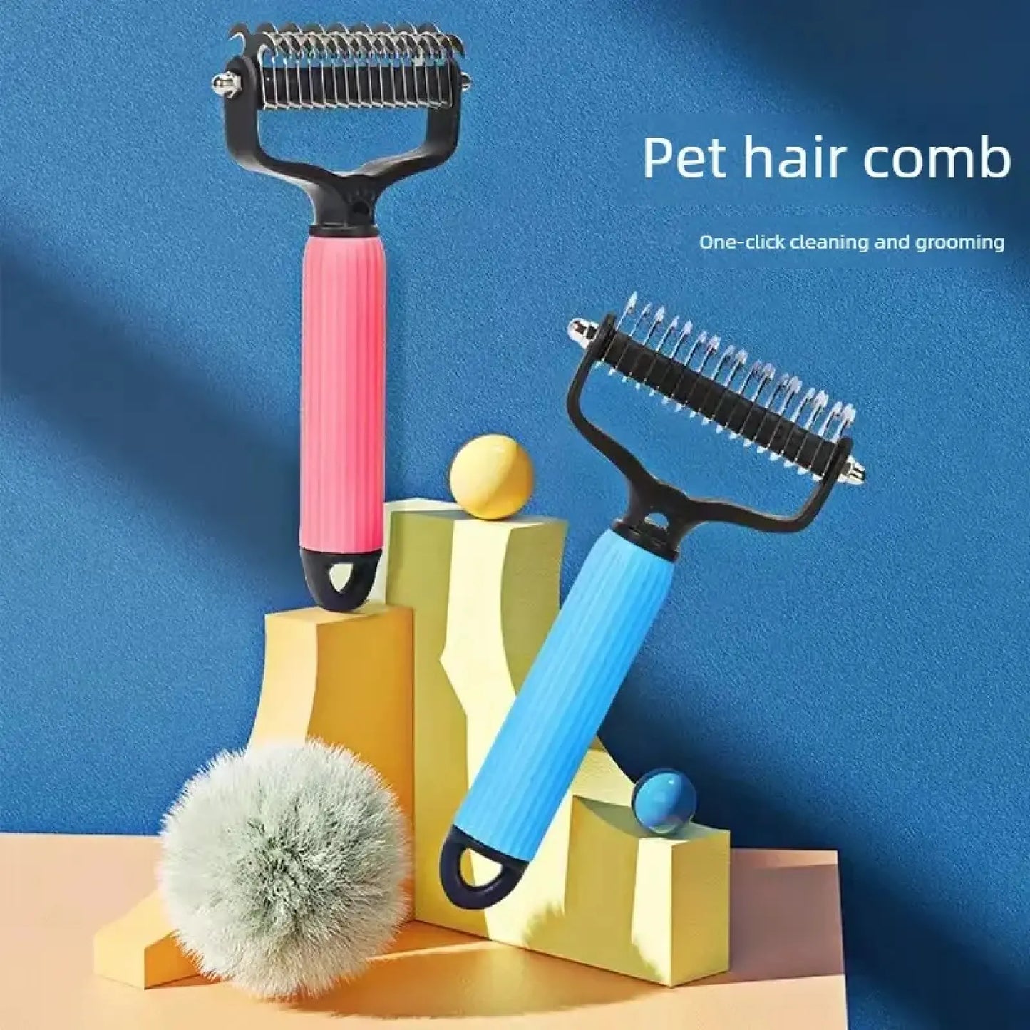 Pet Grooming Tool, Universal Detangling Comb for Dogs, Stainless Steel Double