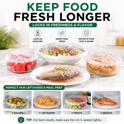 🥗 100PCS Stretch Food Covers – Reusable Bowl & Plate Food Protectors