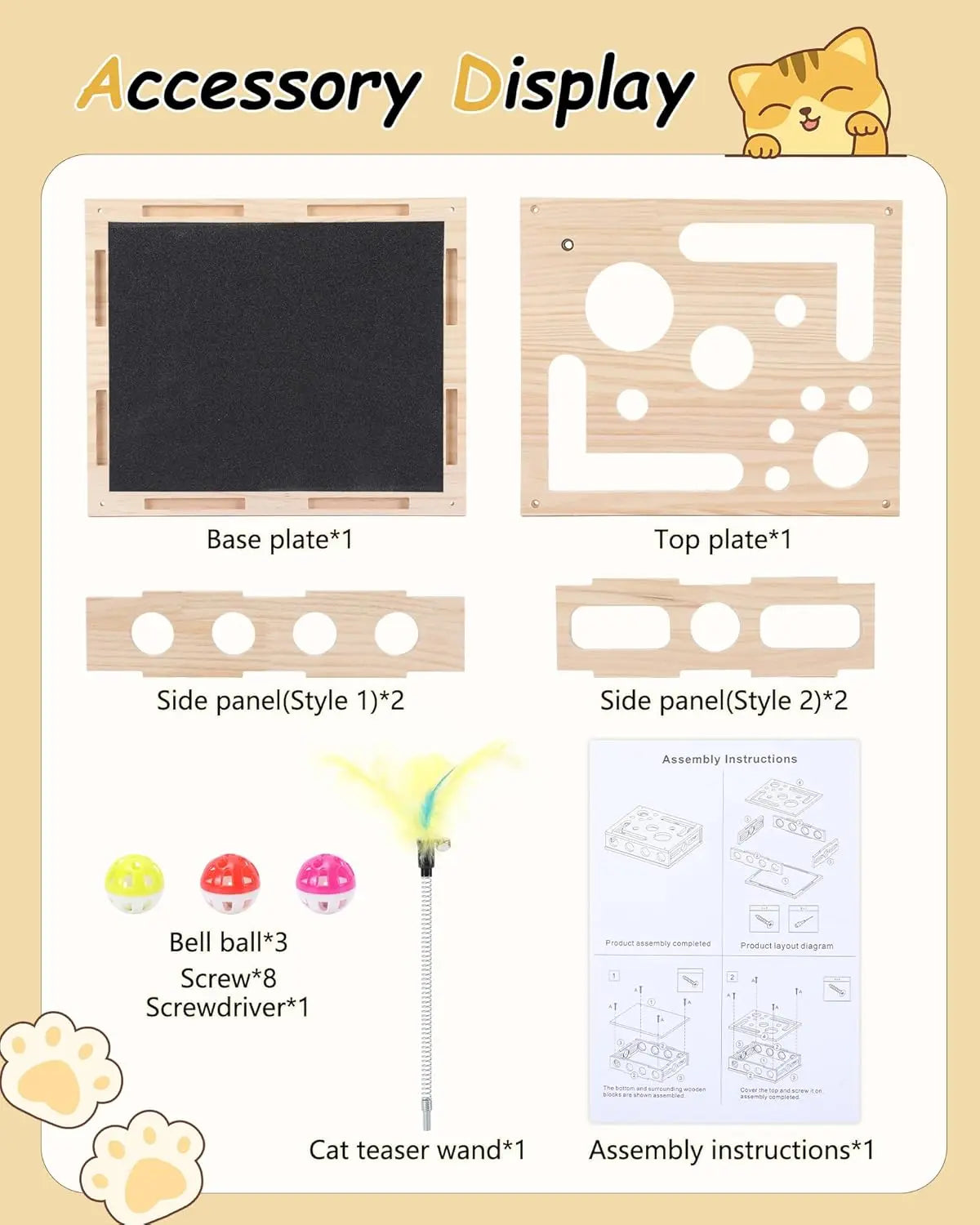 🔥LAST DAY 50% OFF🔥Cat Toys for Indoor Cats - Interactive Box Puzzle Toy Nail File Scratcher Hunting Play Toy