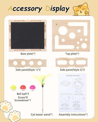 🔥LAST DAY 50% OFF🔥Cat Toys for Indoor Cats - Interactive Box Puzzle Toy Nail File Scratcher Hunting Play Toy
